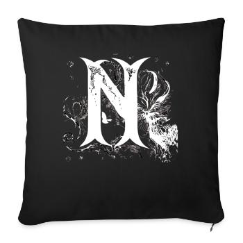 N Monogramm Alphabet Schriftzug Hand gezeichnet Go - Sofakissenbezug 45 x 45 cm - Schwarz - Vorne