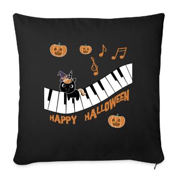 Black Unicorn wishes Happy Halloween - Sofa pillowcase 17,3'' x 17,3'' (45 x 45 cm) - black - Front