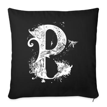 Buchstabe p Monogramm Hand gezeichnet Gothic Witch - Sofakissenbezug 45 x 45 cm - Schwarz - Vorne