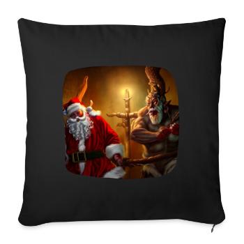 Père Noël & Krampus - Housse de coussin décorative 45 x 45 cm - noir - Devant