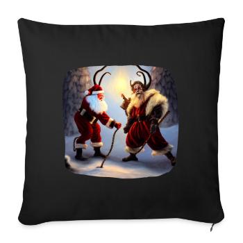 Père Noël & Krampus - Housse de coussin décorative 45 x 45 cm - noir - Devant