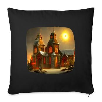 Weihnachts Kirche - Sofakissenbezug 45 x 45 cm - Schwarz - Vorne