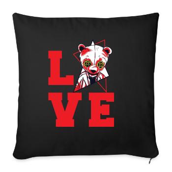 Panda Love Cute Pandas Animal Lovers Bambou - Housse de coussin décorative 45 x 45 cm - noir - Devant