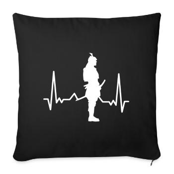 Samurai Heartbeat Japon Guerrier Ninja - Housse de coussin décorative 45 x 45 cm - noir - Devant