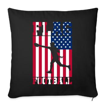 Joueur de flag football américain Drapeau américain - Housse de coussin décorative 45 x 45 cm - noir - Devant