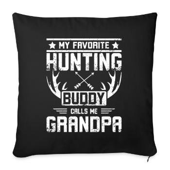 Mon compagnon de chasse préféré m’appelle grand-père - Housse de coussin décorative 45 x 45 cm - noir - Devant