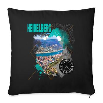 Heidelberg Allemagne City Skyline Vintage Retro - Housse de coussin décorative 45 x 45 cm - noir - Devant