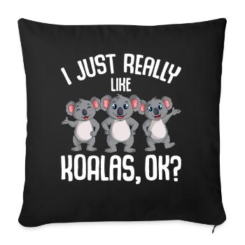 Amoureux des koalas - Housse de coussin décorative 45 x 45 cm - noir - Devant