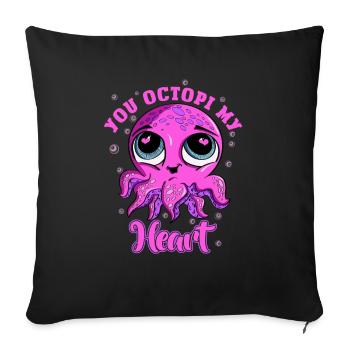 Pinky You Octopi My Heart Calamar Adorable - Sofakissenbezug 45 x 45 cm - Schwarz - Vorne