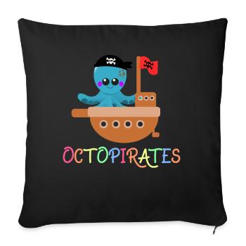 Sailing Octopirates Captain Cute & Colorful - Sofakissenbezug 45 x 45 cm - Schwarz - Vorne
