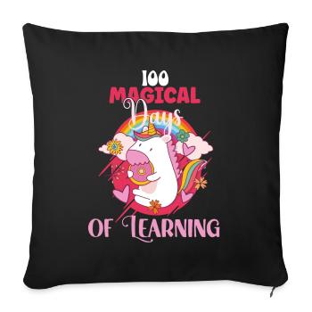 100 Magic Days 100th Day of School Unicorn - Sofa pillowcase 17,3'' x 17,3'' (45 x 45 cm) - black - Front
