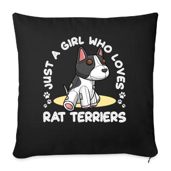 Just a girl who loves Rat Terrier - Sofa pillowcase 17,3'' x 17,3'' (45 x 45 cm) - black - Front