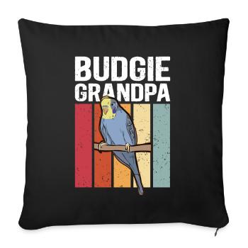 Budgerigar Grand-père | Cadeau Budgerigars - Housse de coussin décorative 45 x 45 cm - noir - Devant