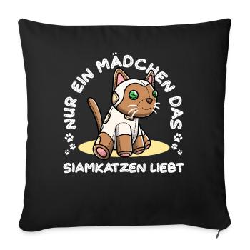 Siamkatze Katze Mädchen - Sofakissenbezug 45 x 45 cm - Schwarz - Vorne