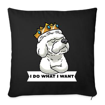 Bichon Frisé têtu Bichon bouclé - Housse de coussin décorative 45 x 45 cm - noir - Devant