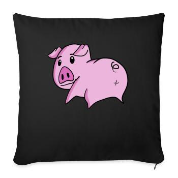Pig Ass - Pig Butt - Sofa pillowcase 17,3'' x 17,3'' (45 x 45 cm) - black - Front