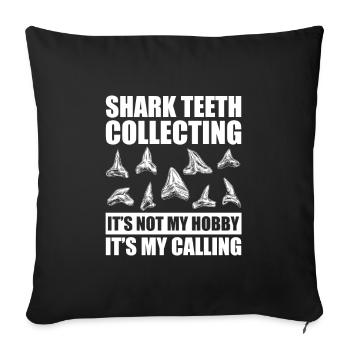 Shark teeth collecting | Shark Tooth Gift Ideas - Sofa pillowcase 17,3'' x 17,3'' (45 x 45 cm) - black - Front