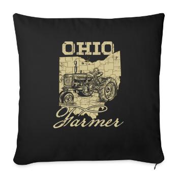 Ohio Farmer Tractor Lover State Map Farming Local - Sofa pillowcase 17,3'' x 17,3'' (45 x 45 cm) - black - Front