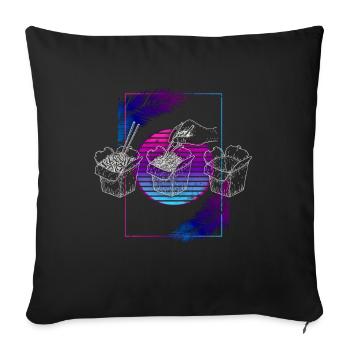 Eating Chinese Food Retro Sunset Vaporwave Noodles - Sofa pillowcase 17,3'' x 17,3'' (45 x 45 cm) - black - Front