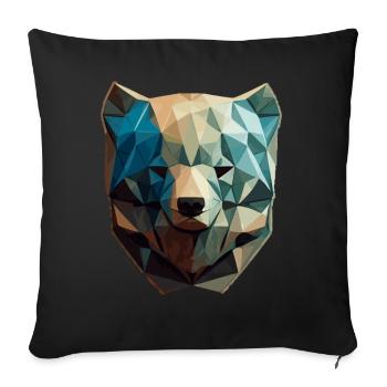 Niedliche Bärengesicht Polygon niedrige Polybären - Sofakissenbezug 45 x 45 cm - Schwarz - Vorne