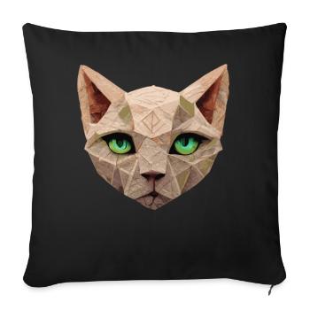 Sphinx Cat Polygon Low Poly Cats Gesicht - Sofakissenbezug 45 x 45 cm - Schwarz - Vorne