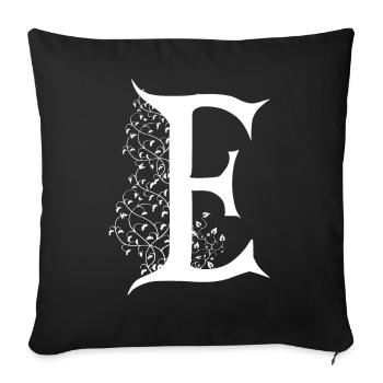 Brief E Monogramm Kalligraphie Gothic Witch WiccaA - Sofakissenbezug 45 x 45 cm - Schwarz - Vorne