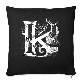 Buchstabe K Monogramm Handgezeichnete Typografie G - Sofakissenbezug 45 x 45 cm - Schwarz - Vorne