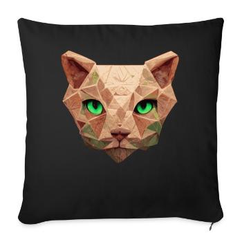 Sphinx Cat Polygon Low Poly Cats Gesicht - Sofakissenbezug 45 x 45 cm - Schwarz - Vorne