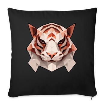 Geometrischer Tiger Polygon niedriger Poly -Tiger - Sofakissenbezug 45 x 45 cm - Schwarz - Vorne