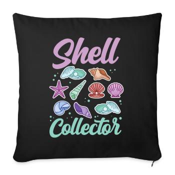 Shell collectors Mussel collectors collect mussels - Sofa pillowcase 17,3'' x 17,3'' (45 x 45 cm) - black - Front