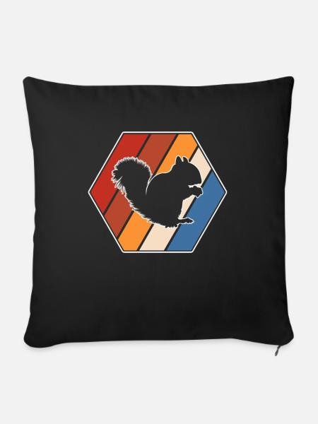 Eichhörnchen Retro - Sofakissenbezug 45 x 45 cm - Schwarz
