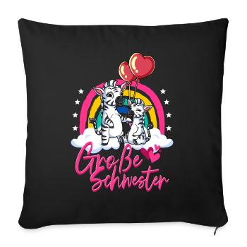 Große Schwester Zebra - Sofakissenbezug 45 x 45 cm - Schwarz - Vorne