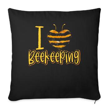 J’aime l’apiculture abeilles mellifères apiculteurs apiculteurs - Housse de coussin décorative 45 x 45 cm - noir - Devant