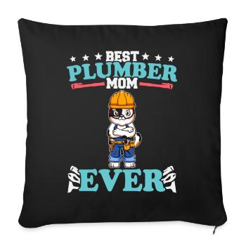 Meilleure maman plombier de tous les temps Artisanat de technicien en plomberie - Housse de coussin décorative 45 x 45 cm - noir - Devant