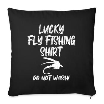 Drôle de pêche à la mouche chanceuse - Housse de coussin décorative 45 x 45 cm - noir - Devant