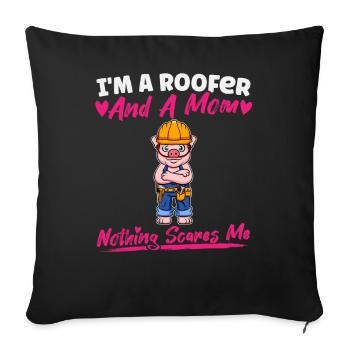 Je suis couvreur et maman rien ne me fait peur - Housse de coussin décorative 45 x 45 cm - noir - Devant