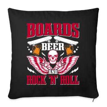 Rock and Roll, Concert de bière Skateboard - Housse de coussin décorative 45 x 45 cm - noir - Devant