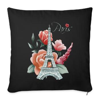 Eiffel Tower-Roses-Love-Paris-French-Love-Fra - Sofa pillowcase 17,3'' x 17,3'' (45 x 45 cm) - black - Front