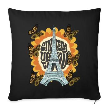 Eiffel Tower-Sunflower-Paris-Butterfly-Frenchman - Sofa pillowcase 17,3'' x 17,3'' (45 x 45 cm) - black - Front