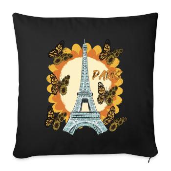 Tournesol Paris Tour Eiffel Papillons Frankr - Housse de coussin décorative 45 x 45 cm - noir - Devant