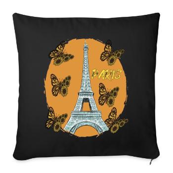 Tour Eiffel Papillon France Paris Rétro Li - Housse de coussin décorative 45 x 45 cm - noir - Devant