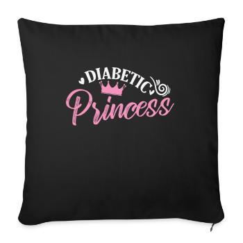 Princesse diabétique fille fille - Housse de coussin décorative 45 x 45 cm - noir - Devant