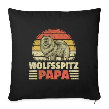 Wolfsspitz Papa deutscher Spitz Keeshond - Sofakissenbezug 45 x 45 cm - Schwarz - Vorne