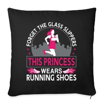 Coureur de course à pied Semi-marathon fille - Housse de coussin décorative 45 x 45 cm - noir - Devant