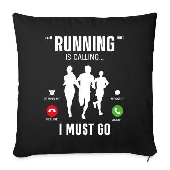 Running Runner Half Marathon Phone - Sofa pillowcase 17,3'' x 17,3'' (45 x 45 cm) - black - Front