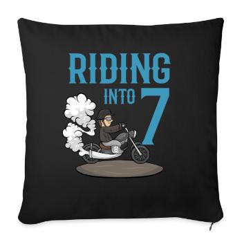 Motocycliste roulant dans 7 Anniversaire de moto - Housse de coussin décorative 45 x 45 cm - noir - Devant