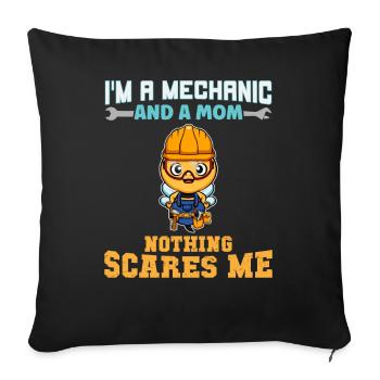 Je suis mécanicien et maman rien ne me fait peur - Housse de coussin décorative 45 x 45 cm - noir - Devant
