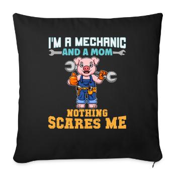 Je suis mécanicien et maman rien ne me fait peur - Housse de coussin décorative 45 x 45 cm - noir - Devant