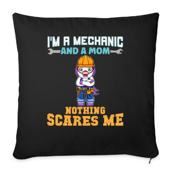 Je suis mécanicien et maman rien ne me fait peur - Housse de coussin décorative 45 x 45 cm - noir - Devant
