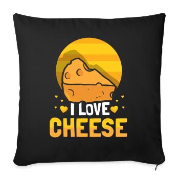 I Love Cheese Sayings Lovers Sweet - Sofa pillowcase 17,3'' x 17,3'' (45 x 45 cm) - black - Front